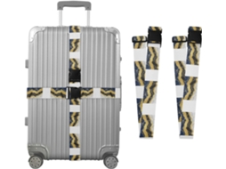 Conjunto De 2 Cintas Bagagem Personalizáveis Com Fivelas Para Malas, Azul Marinho Com Detalhes Dourados, Ajustáveis