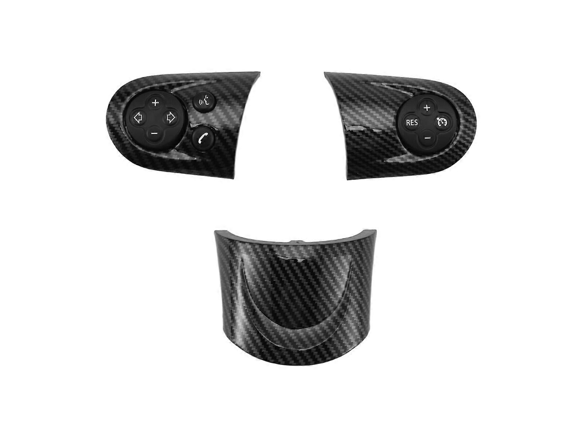 Tampa De Acabamento Do Botão De Interruptor Multifuncional Do Volante Em Fibra De Carbono Para Carros R55 R56 R57 R58 R59 R60 R61