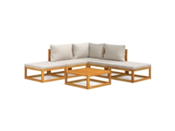 Maison Exclusive - 6pcs Conjunto Lounge De Jardim Madeira C/almofadões Cinza-claro