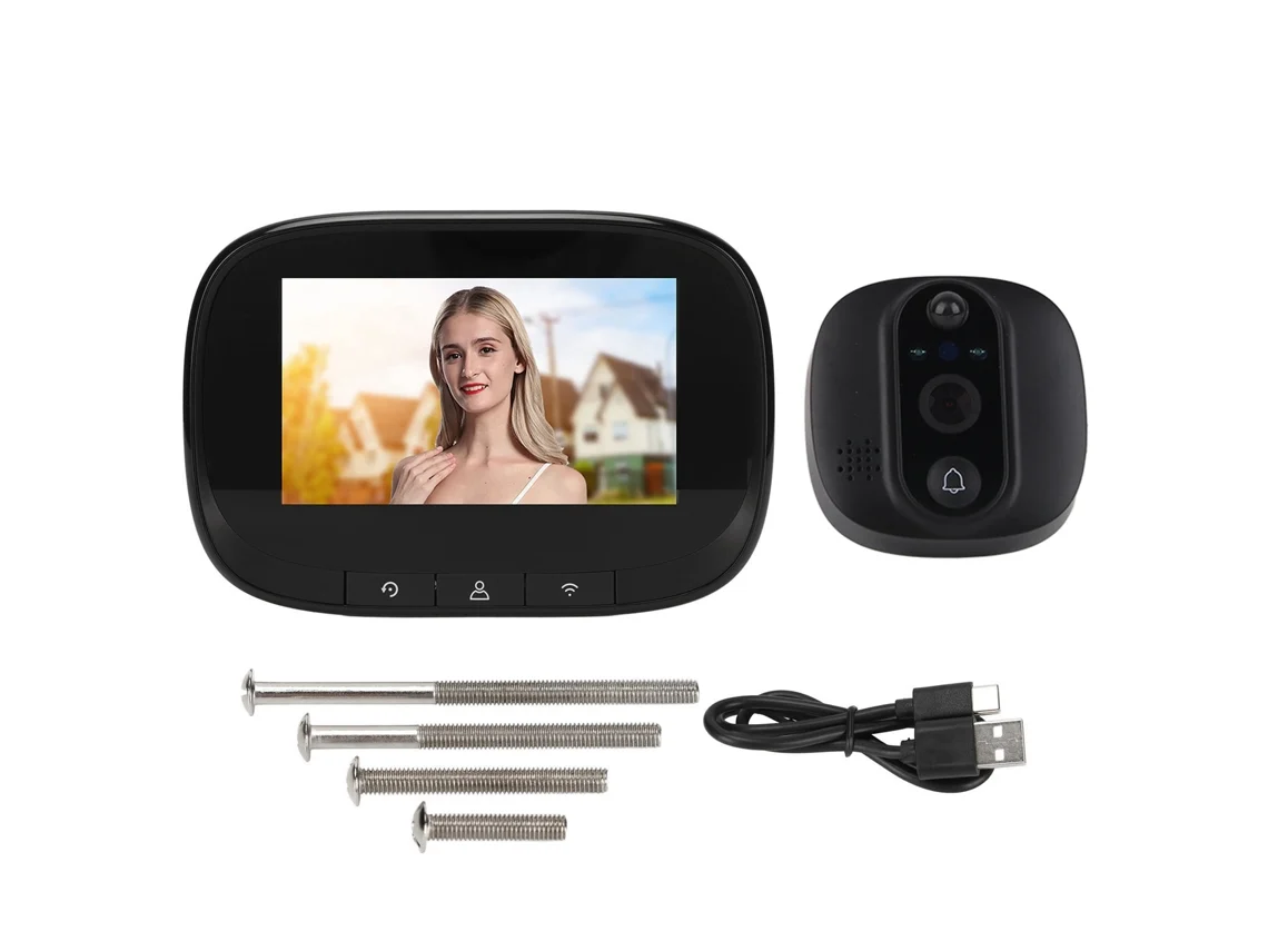 Olho Mágico Digital de 135 Graus, Detecção de Movimento Pir, Visão Noturna, Wi Fi Inteligente, Campainha Visual. Brilvibera_ptg