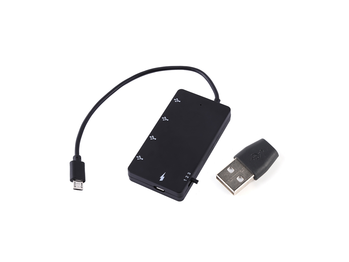 Aetheria hub Usb 2.0 Otg 4 Portas com Carregamento, Adaptador Micro Usb para Celulares e Tablets