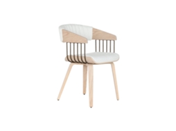 Cadeira de Madeira em Poliéster Branco ALEXANDRA HOUSE LIVING (51x55x76,5cm)