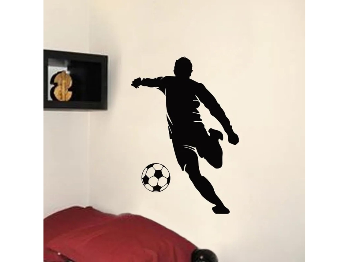 Adesivos de parede DIY com design artístico de jogador de futebol, decoração para casa, adesivos de parede em vinil para quarto infantil.