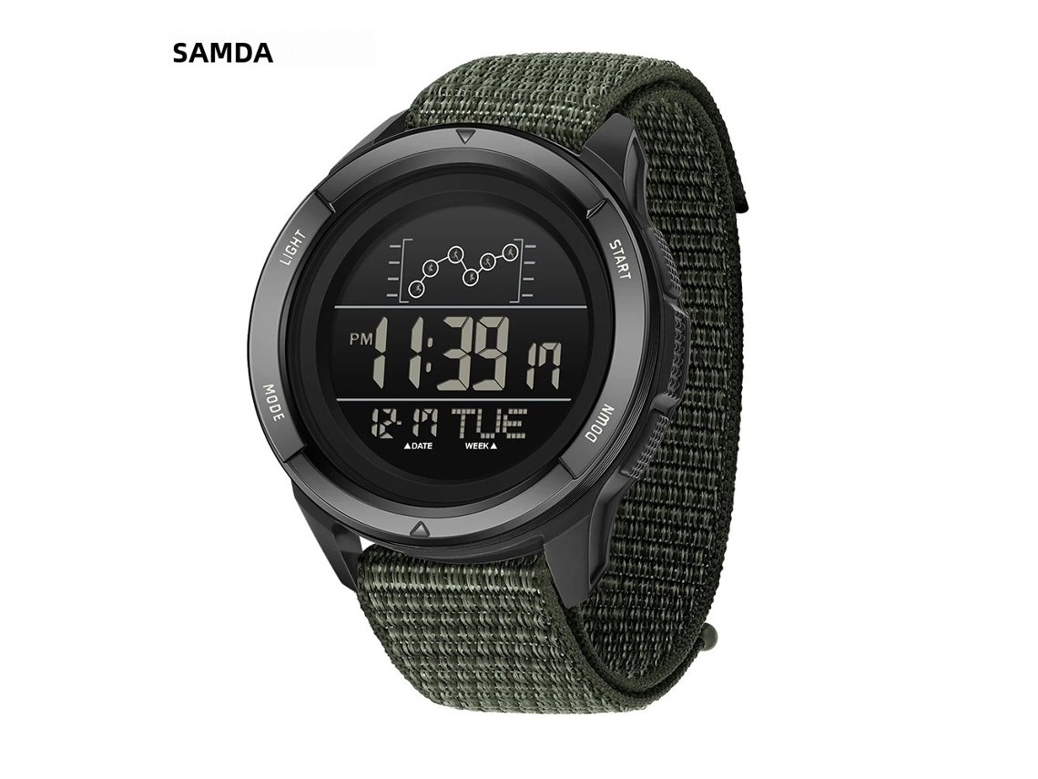 Relógio Digital Multifuncional À Prova D'água Com Despertador E Visor Led (verde).
