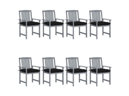 Vidaxl Cadeiras De Jardim C/ Almofadões 8 Pcs Acácia Maciça Cinzento