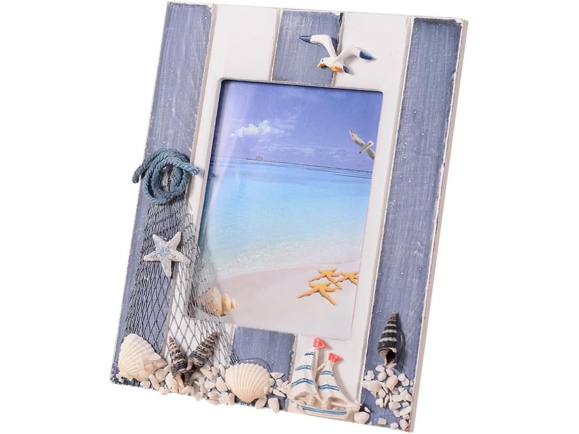 Porta Retratos Simples Madeira Natural Estilo Mediterrâneo Tamanho Médio Decorativo Estar Escritório Quarto GOKOCO