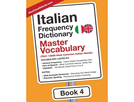 Livro Italian Frequency Dictionary - Master Vocabulary 7501-10000 Most Common Italian Words De Mostusedwords (inglês)
