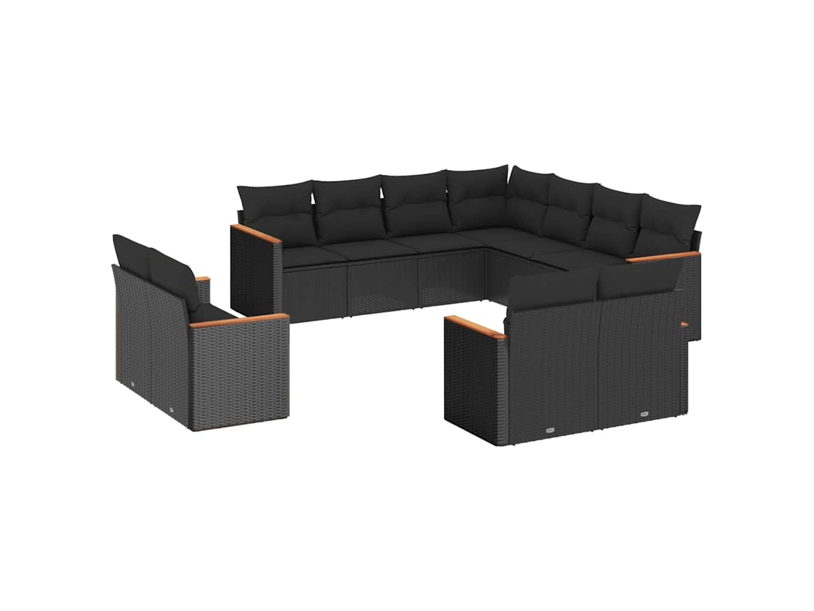 Garden Sofa Set, Garden Sofa Sets Vidaxl Preto Rattan / Vime (n/a)