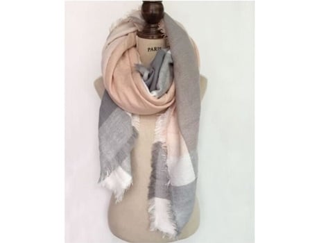 Cachecol De Mulher Chicsa Xadrez Franja Quente Rosa (140 Cm)