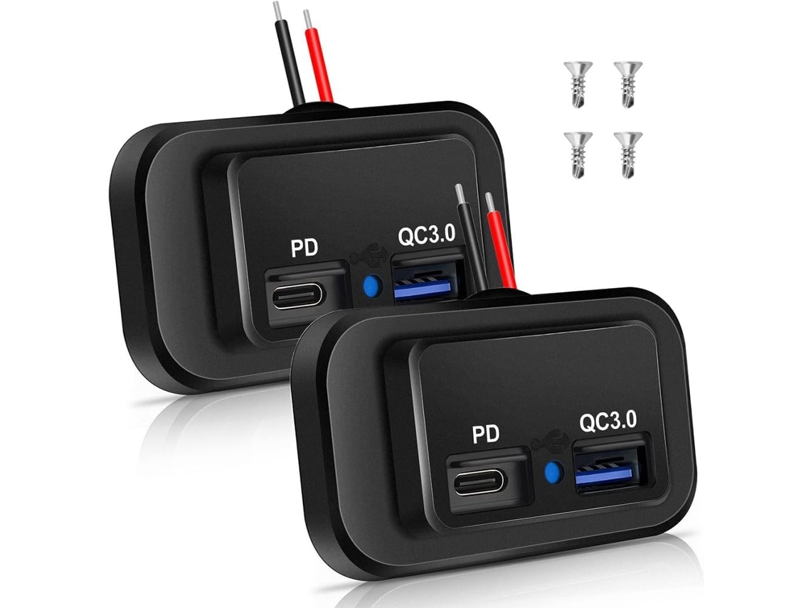 2 Tomadas Usb Rv de 12v/24v, Porta de Carregamento Dupla Pd3.0 Tipo c e Qc3.0 SFUSHOS (usb c)