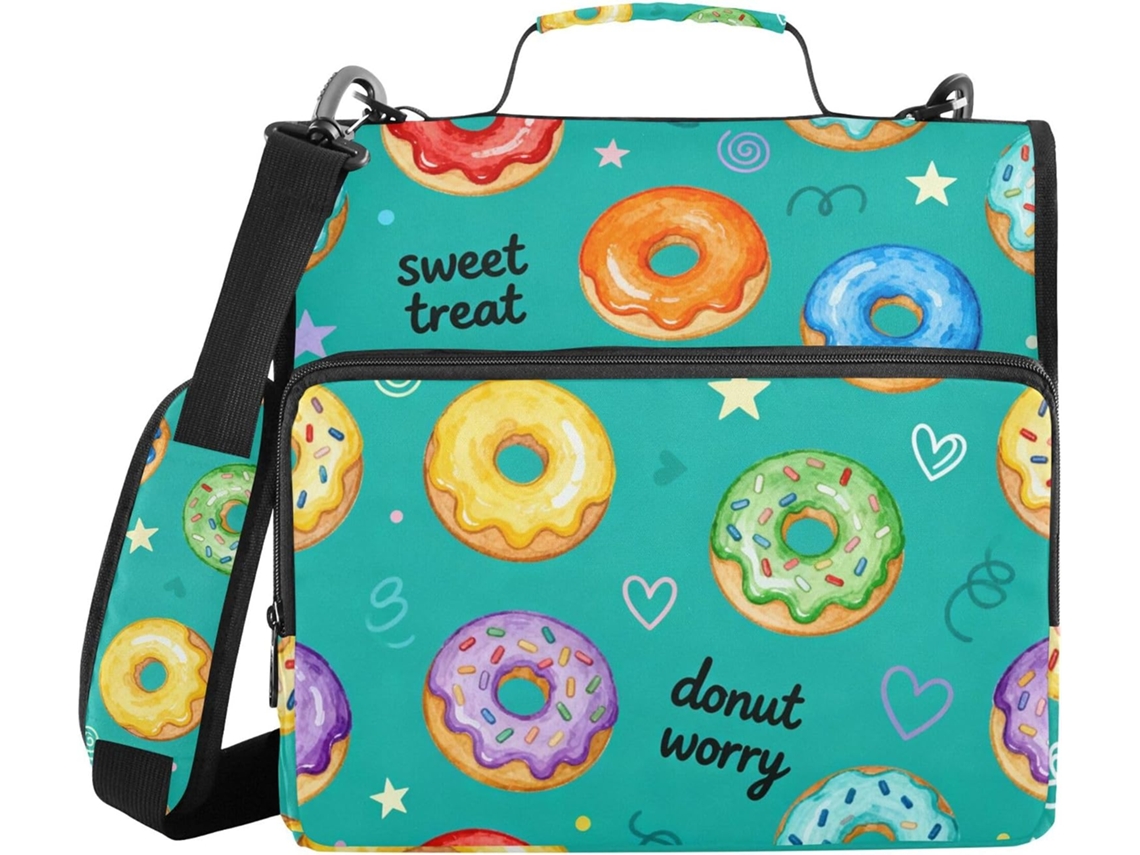 Massa Teal Sweet Donut com Tâmara, Altura do Ombro e da Mão, Grande Capacidade, 3,8cm 1,5 Polegadas, 3 anéis