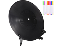 Disco de Vinil Falso Hemoton para Decoração DIY, Pintura Grafite, Plástico Preto Feito Reutilizável Sem Rebarbas
