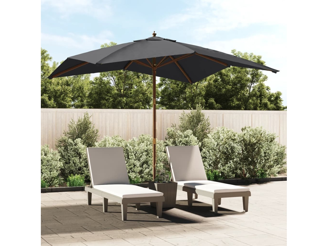 Vidaxl Guarda-sol De Jardim Com Poste De Madeira 300x300x273 Cm Preto