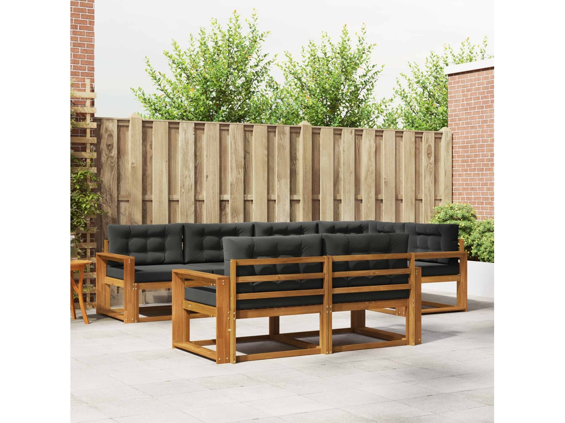 Vidaxl Conjunto De Sofás Para Exterior 8 Unid. Natural E Antracite