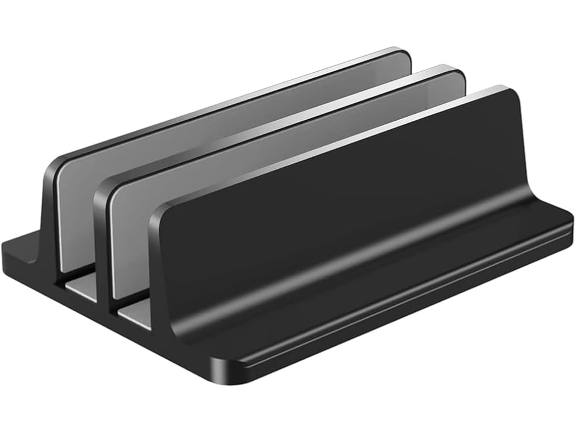 Suporte vertical para laptop, ajustável, em alumínio, com 2 encaixes para mesas de até 44 cm (17,3 polegadas). Ideal para laptops, tablets e livros.