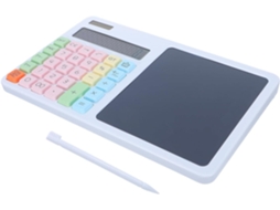 Calculadora Manuscrita Topbathy Branca com Tablet Lcd Integrado, Visor Grande de 12 Dígitos, Alimentada por En