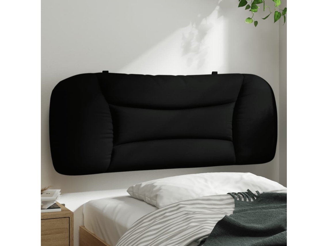 Vidaxl Almofadão De Cabeceira Hvar 100 Cm Tecido Preto