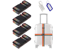 Lurelia Bolsa Bagagem, Ajustável, Resistente, Conjunto 4 Peças, Arco-íris, 4x200cm