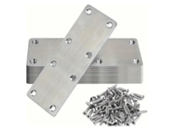 Suportes Metálicos Retos Em Aço Inoxidável, 6 Peças, Com Parafusos, Placa De Reparo Para Móveis Madeira, Fácil De