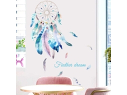 Adesivos de parede com apanhador de sonhos de penas para quarto, sala de estar, sofá, fundo de TV, decoração de parede removível em vinil, papel de parede.