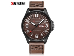 Relógio Masculino de Pulso com Pulseira de Couro, Movimento de Quartzo, Calendário, Estilo Casual. MDUG