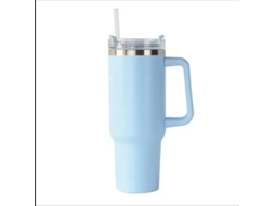 Caneca Térmica de Viagem com Parede Dupla, 1200 Ml (40 Oz), com Alça e Canudo. MDUG (azul Claro)