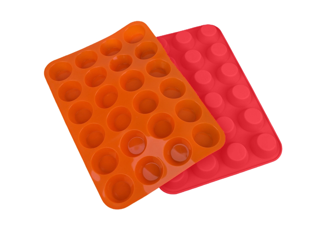 Pan De Muffin De Silicone Conjunto Para Forno, Assadeira De Silicone Antiaderente Conjunto Fácil Flexível Para Cupcakes E Muito Mais (elegante Laranja
