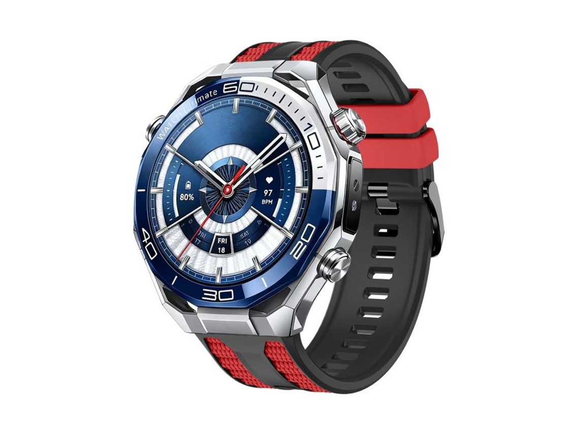 Bracelete para Huawei Watch Ultimate 2 silicone bicolor com grãos verticais preto e vermelho XIAOMOYU