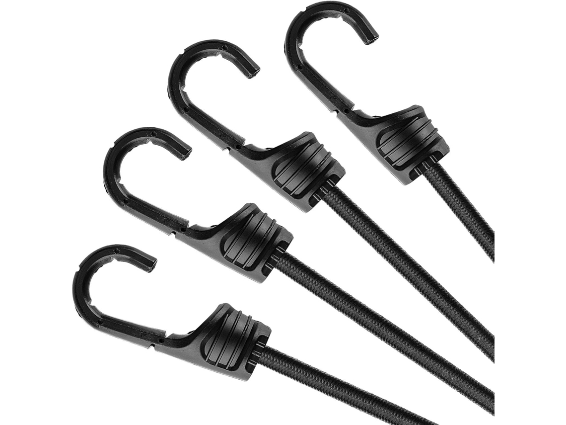 Cordas Elásticas Com Ganchos, 4 Unidades, 61 Cm, Preto