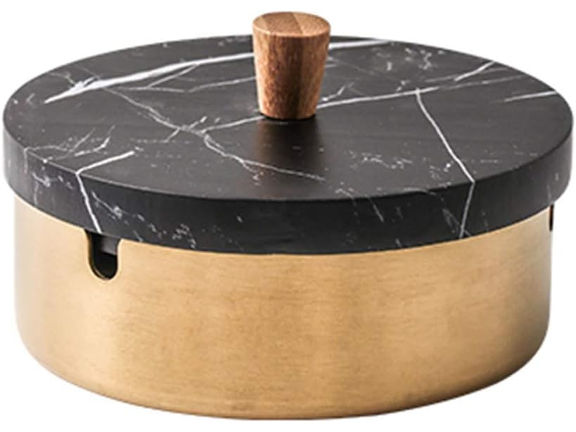 Cendrier Cupê-vent Em Aço Inoxidável Marbré Com Cobertura