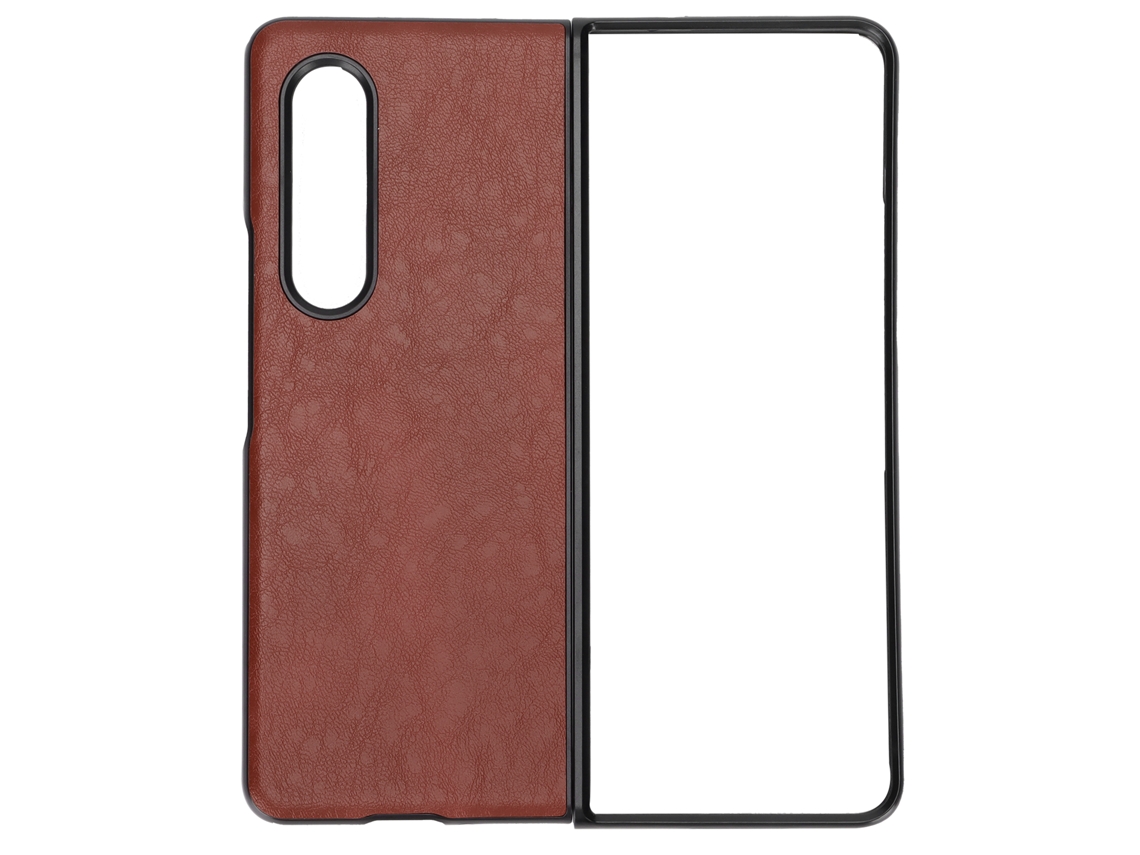 Mali capa de Couro para Samsung Galaxy Z Fold 3 Protetora Antichoque Anti risco Case Marrom