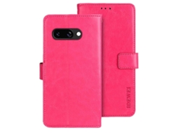Capa De Couro Com Textura Crazy Horse Para Google Pixel 9a - Rosa