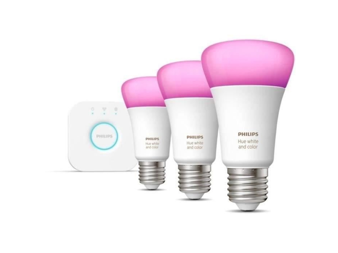 PHILIPS White and Color Ambiance, Kit Starter 3 Bulbs E27, 75W, Bluetooth, trabalha com Alexa, Google e HomeKit