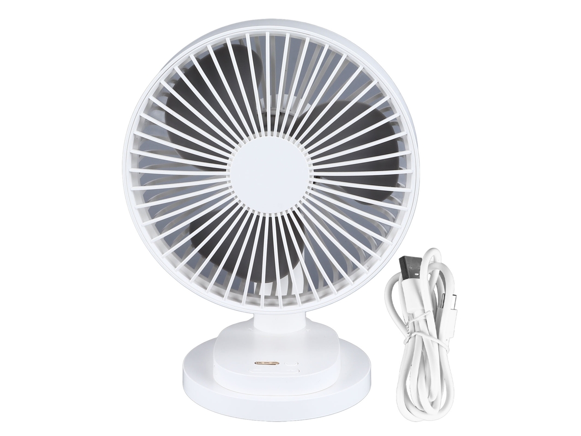 Ventilador de secretária elétrico portátil LAXISCREED, USB, silencioso, 4 velocidades, rotativo