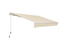 Toldo para varanda 350x250 cm com manivela metálica, impermeável, proteção UV, para jardim, terraço, janelas, creme ORBITRA COMMERCE
