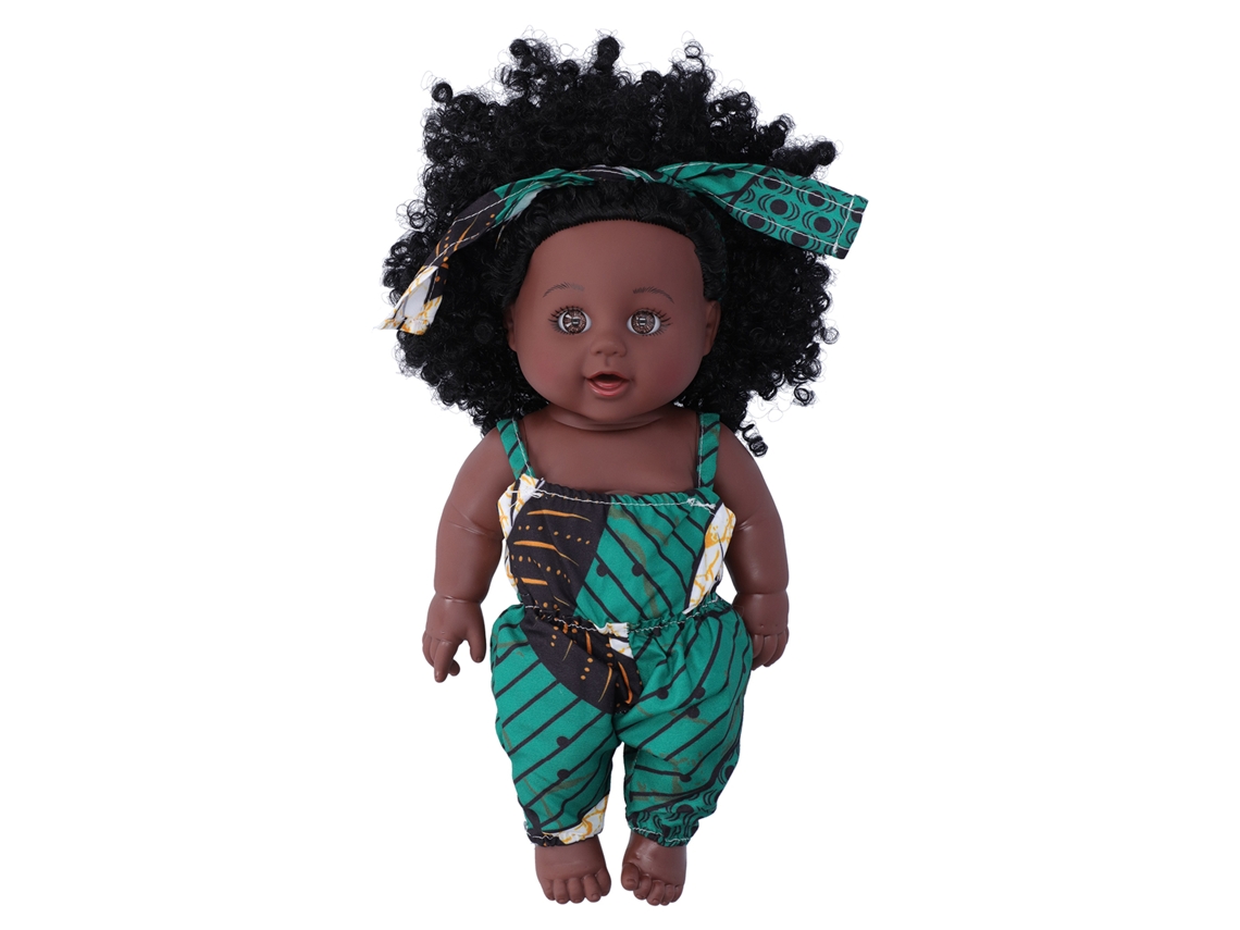 Mali boneca Reborn Bebê Africana Menina Preta Pele Cacheada Vinil Brinquedo 30cm 3+