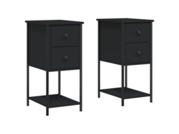 Conjunto de 2 Mesas de Cabeceira Derivados de Madeira Preto MAISON EXCLUSIVE (32x42x70 cm)