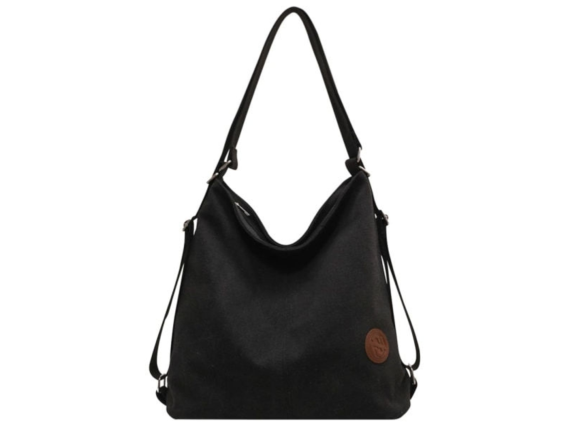 Bolsa de Lona AQUAFORGE Feminina Estilo Vintage, Alça Superior, Tote Casual, Escolar, Preta