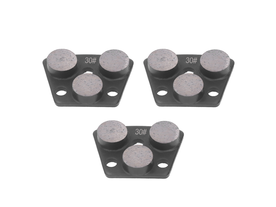 3 Peças De Lixas Diamantadas Trapezoidais Para Corte De Pisos De Concreto, 3 Dentes Cilíndricos, Grit 30 Preto