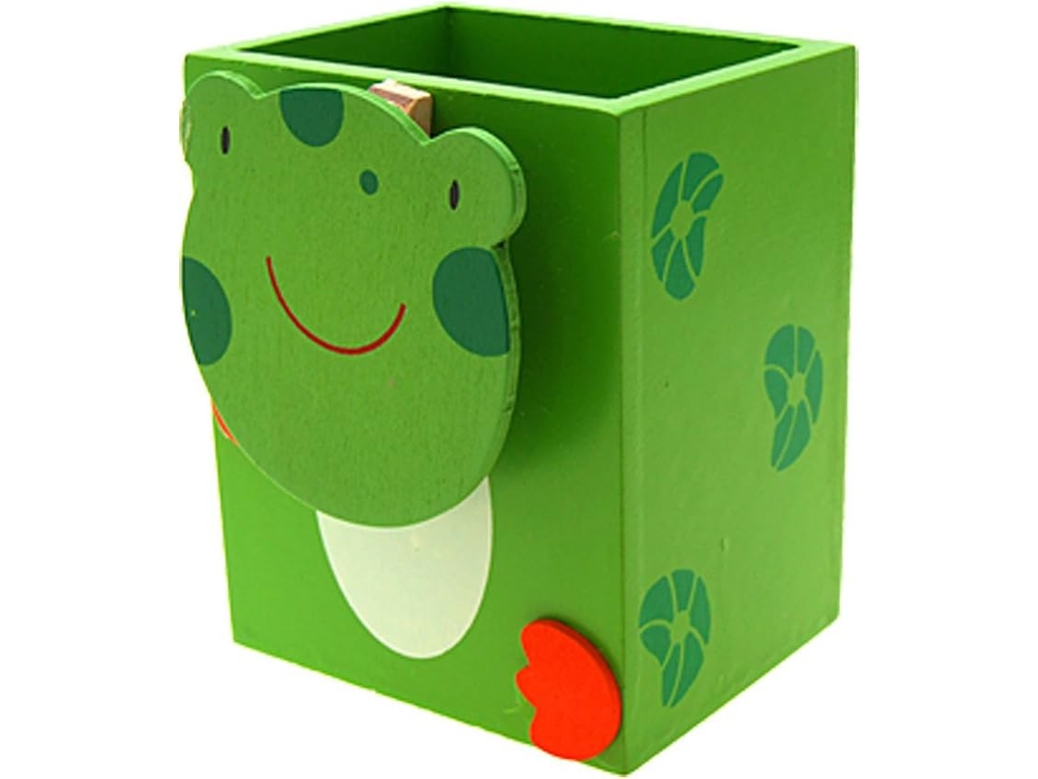 Porta-lápis de madeira Ruilogod com prendedor de notas, verde