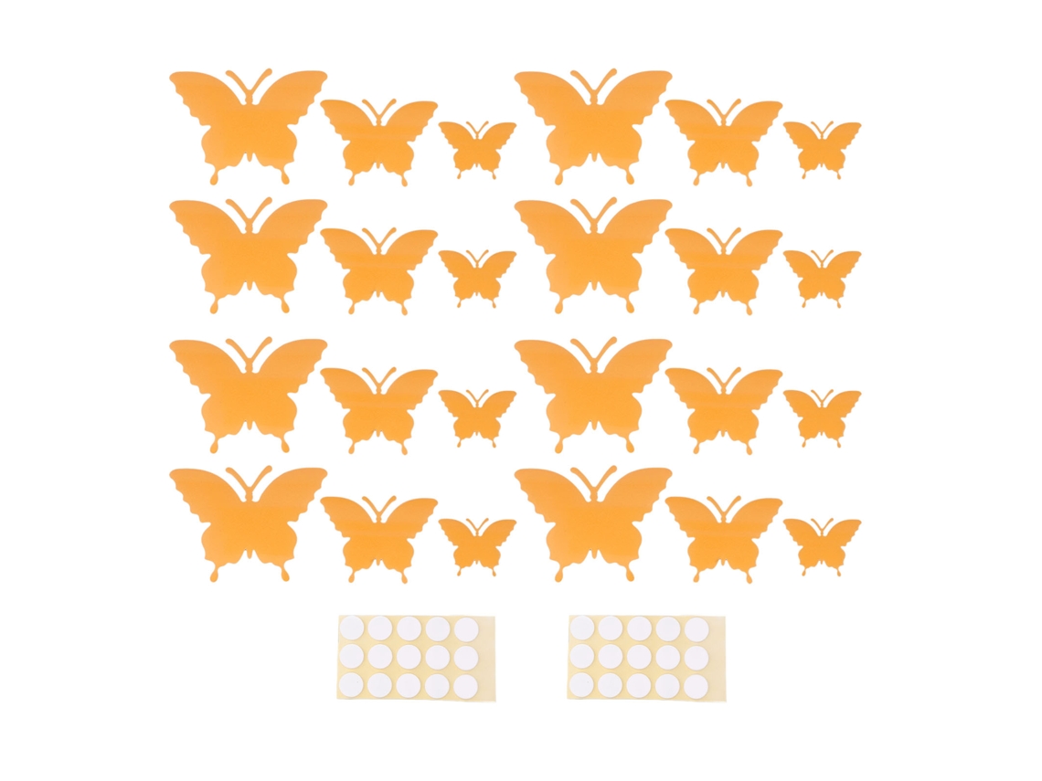 2 Conjuntos Adesivos Luminosos Insetos 3d Pvc Laranja