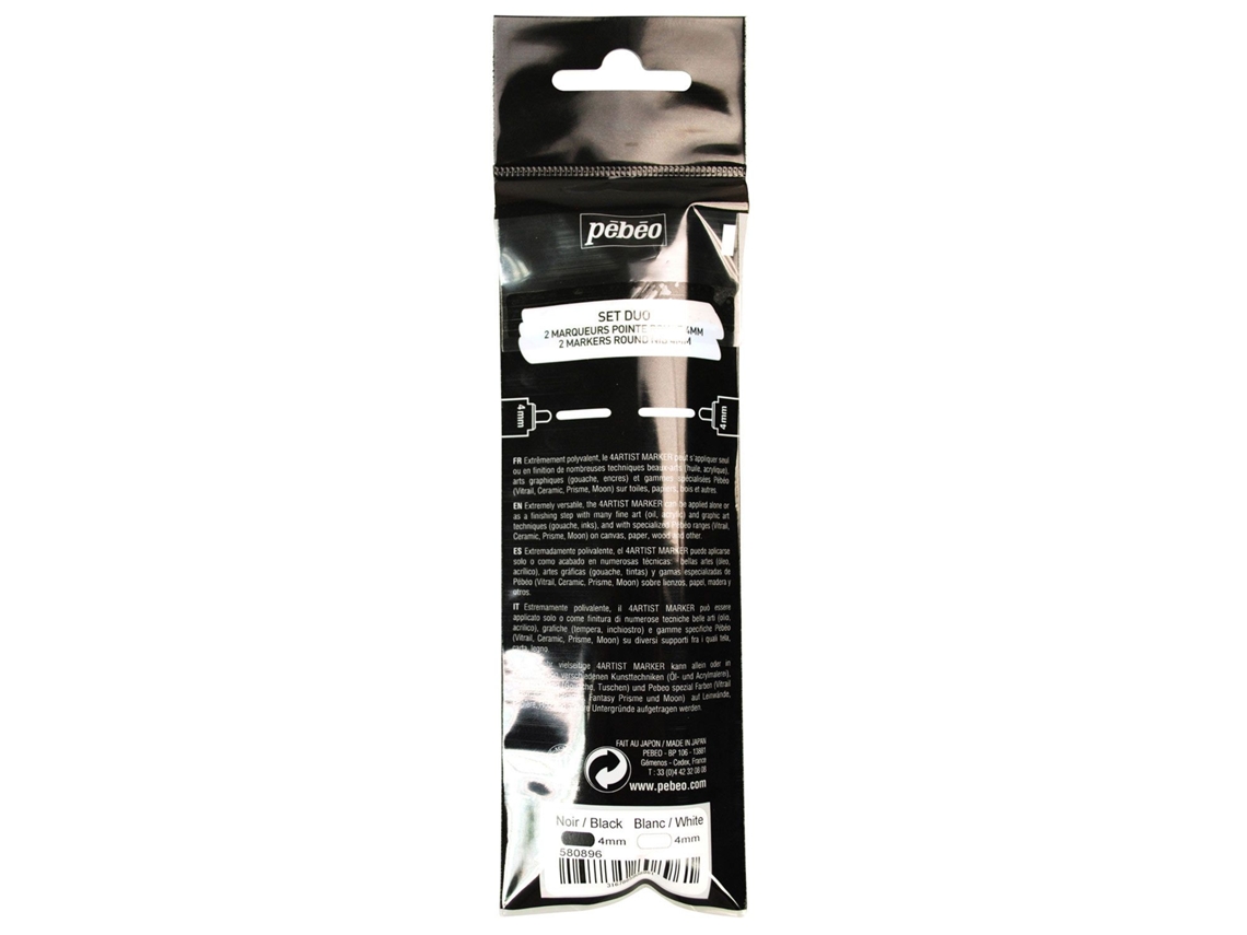 Duo de Marcadores À Base de Óleo 4 Mm Preto e Branco Youdoit