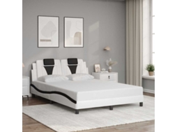 Vidaxl Estrutura De Cama Viana Sem Colchão Couro Artif. 140x190cm Branco/preto