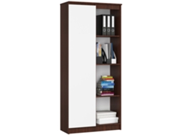 Estante Akord R80 Wenge, 80 Cm, 1 Porta, Frente Na Cor Branco, 4 Prateleiras, 80 × 35 × 180 Cm