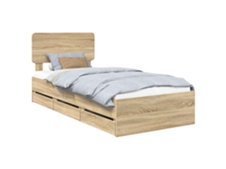 Vidaxl Estrutura Da Cama Com Gaveta Carvalho Sonoma 100 X 200 Cm