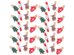 Conjunto 100 Prendedores Roupa Decorativos Natal Desenhos Árvore Floco Pequenos Fotos Decorações Festivas GOKOCO