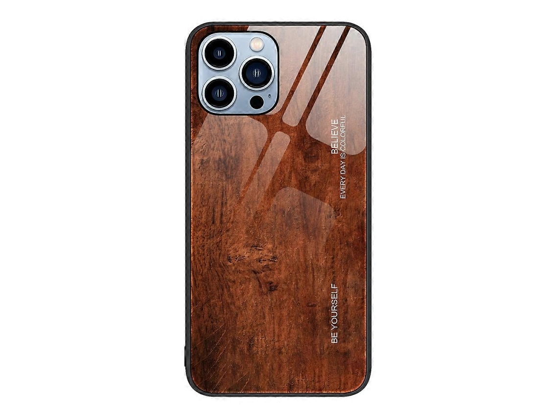 Capa Protetora De Vidro Com Textura De Madeira Para Iphone 14 Pro
