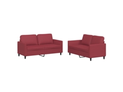 Conjunto de 2 Sofás com Almofadões Couro Artif. Vermelho Tinto MAISON EXCLUSIVE
