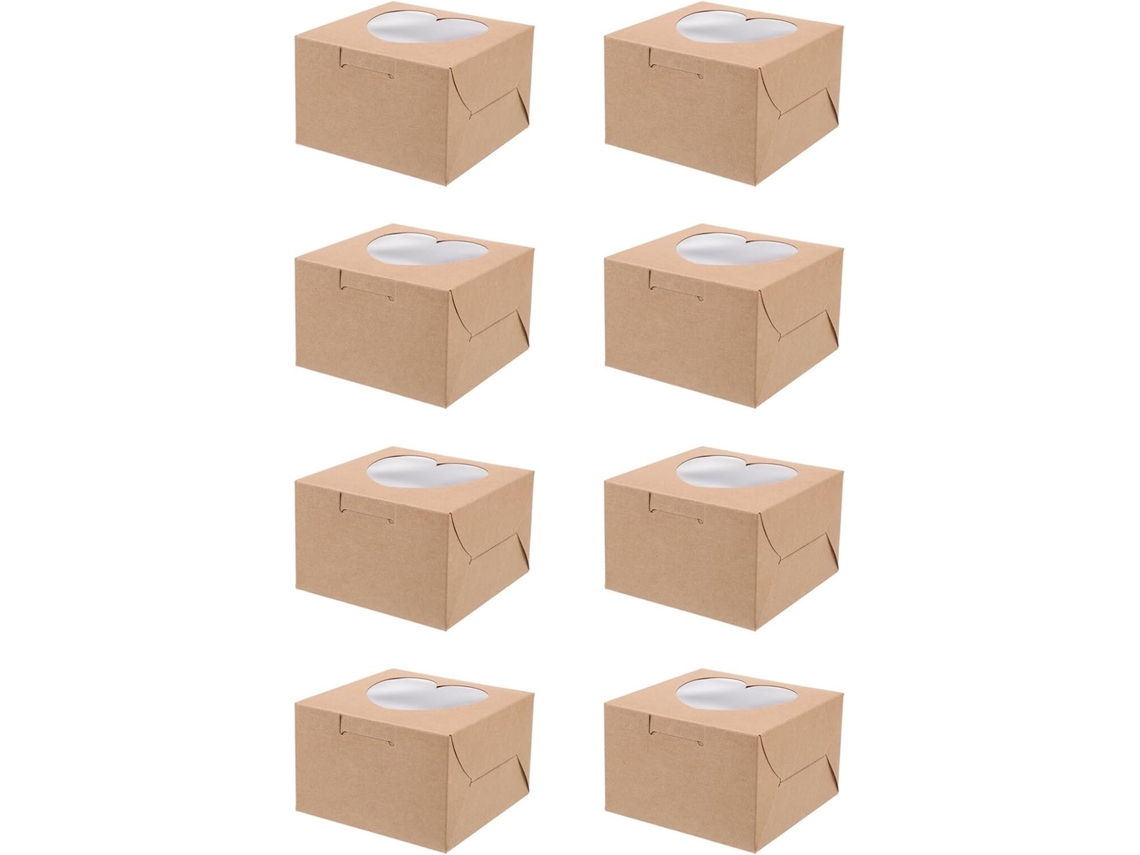 Conjunto De 20 Caixas Para Embalagem Bolos Festivos, Caixas Quadradas Em Formato De Coração, De Papel Kraft, Marrom