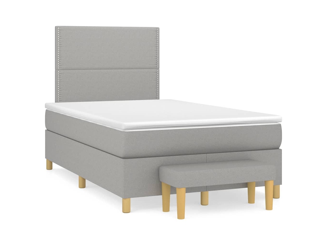 Vidaxl Cama Boxspring Com Colchão 120x190 Cm Tecido Cinzento-claro